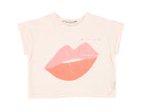 Girls T-Shirt Light Pink W/ Lips Print | بلوزة