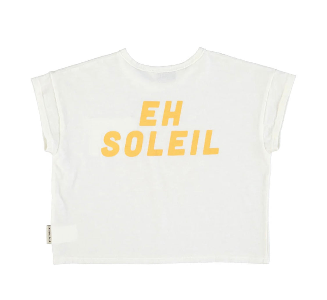 Kids T-Shirt Ecru W/ Yellow Sun Print | بلوزة