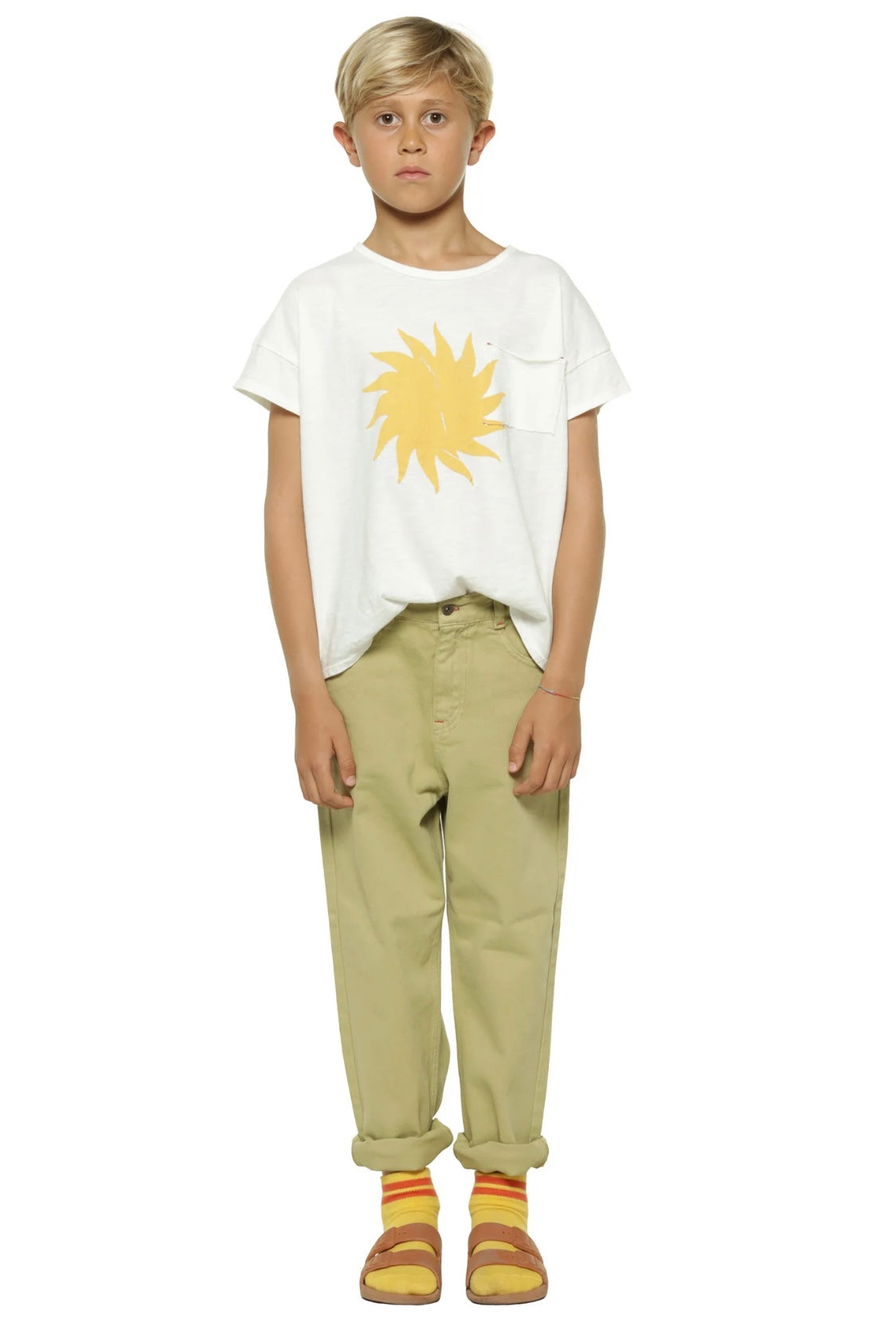 Kids T-Shirt Ecru W/ Yellow Sun Print | بلوزة
