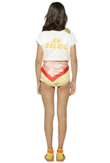 Kids T-Shirt Ecru W/ Yellow Sun Print | بلوزة