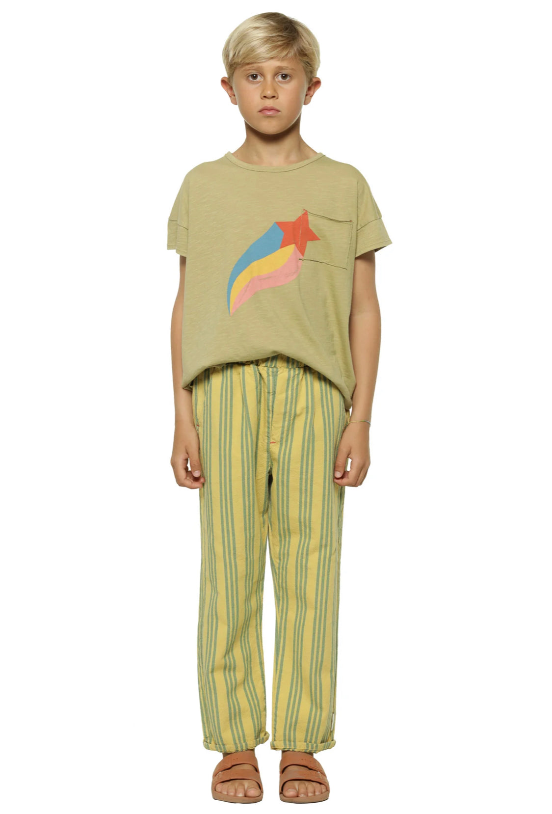 Kids T-Shirt Khaki W/ Star Print | بلوزة