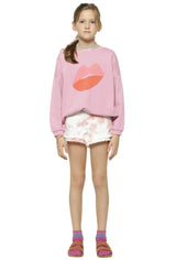 Girls Sweatshirt Lavender W/ Lips Print | سترة رياضية