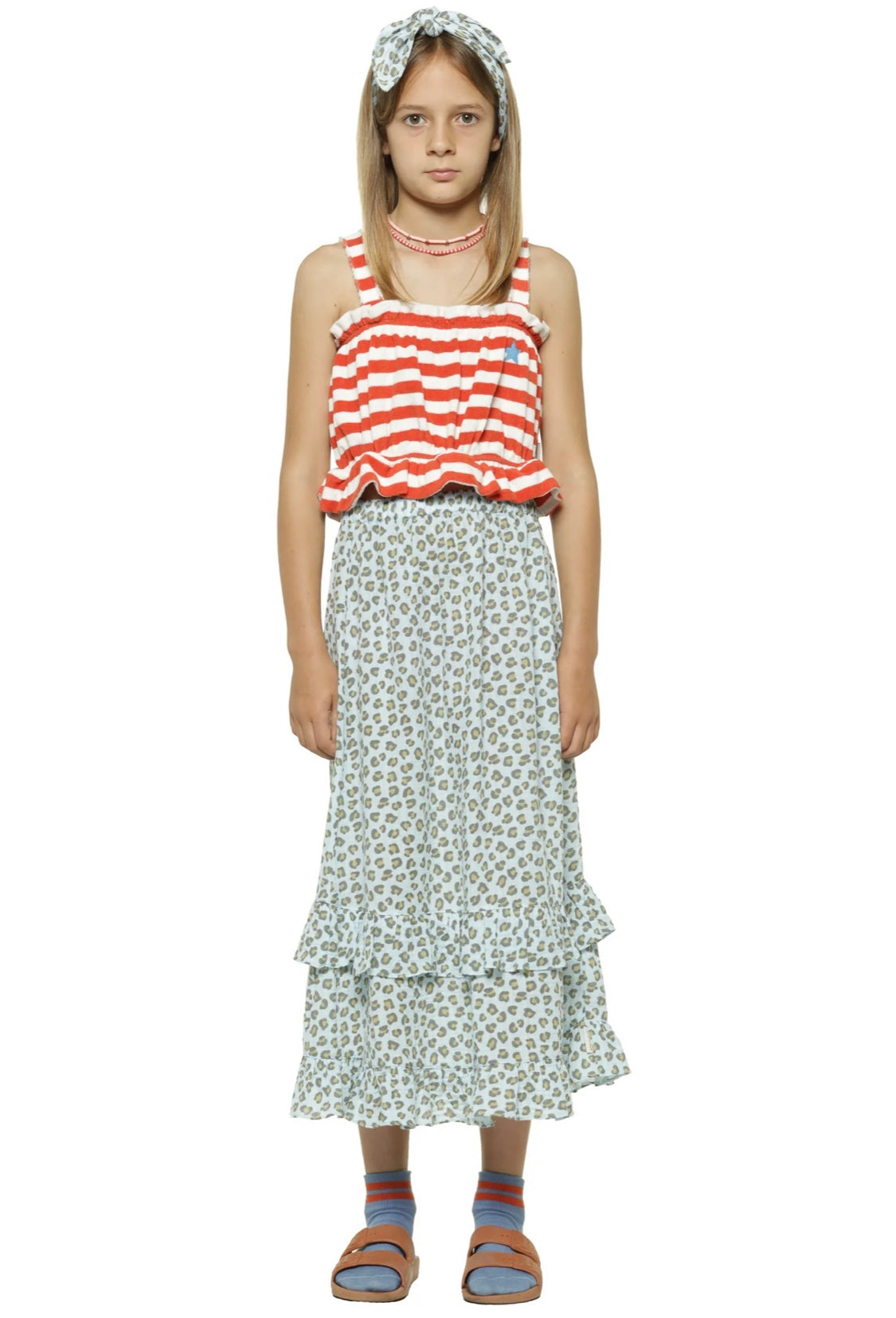 Girls Top Red & Ecru Stripes | بلوزة