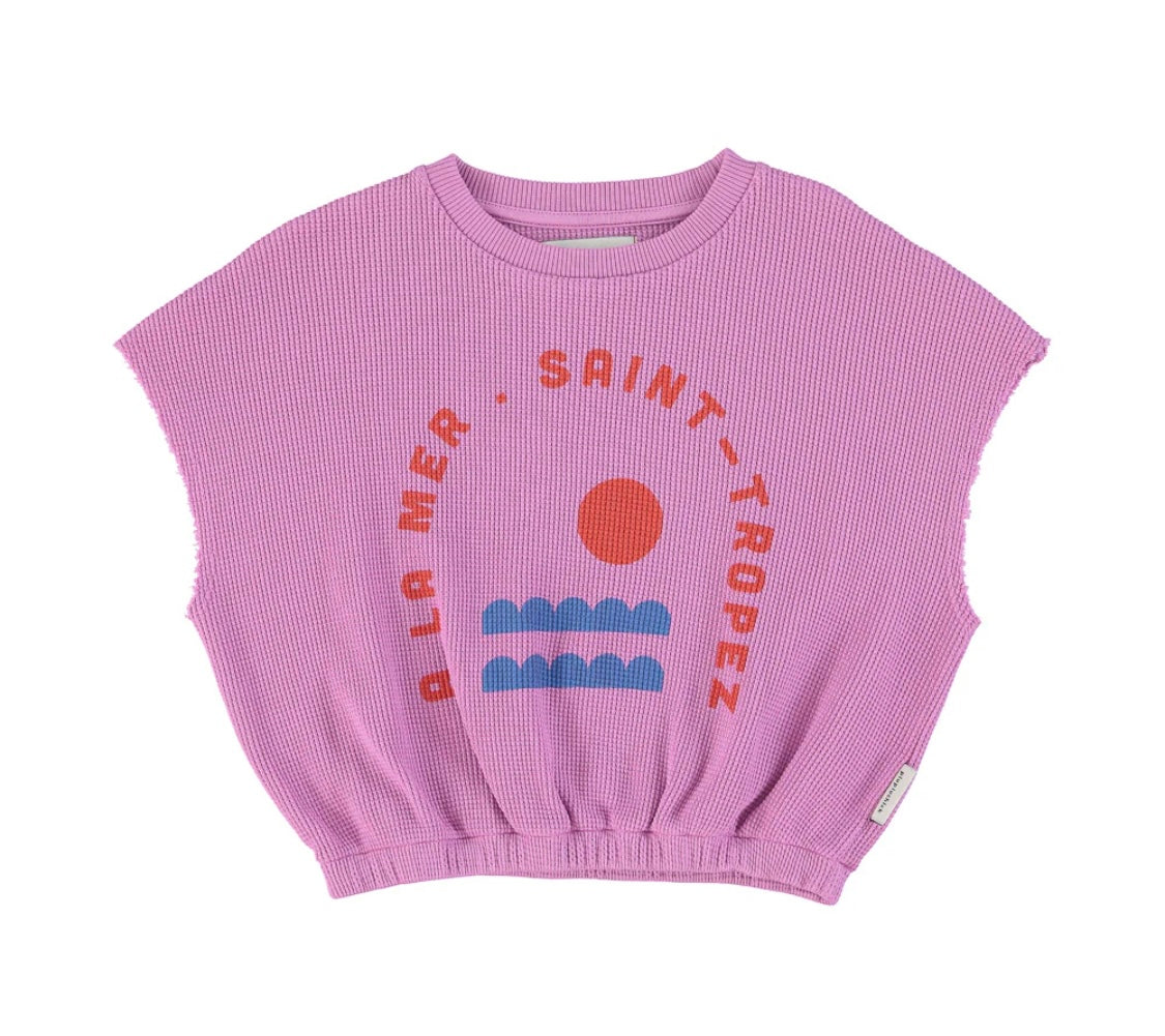 Girls Sleeveless Top Fuchsia W/ Print | بلوزة