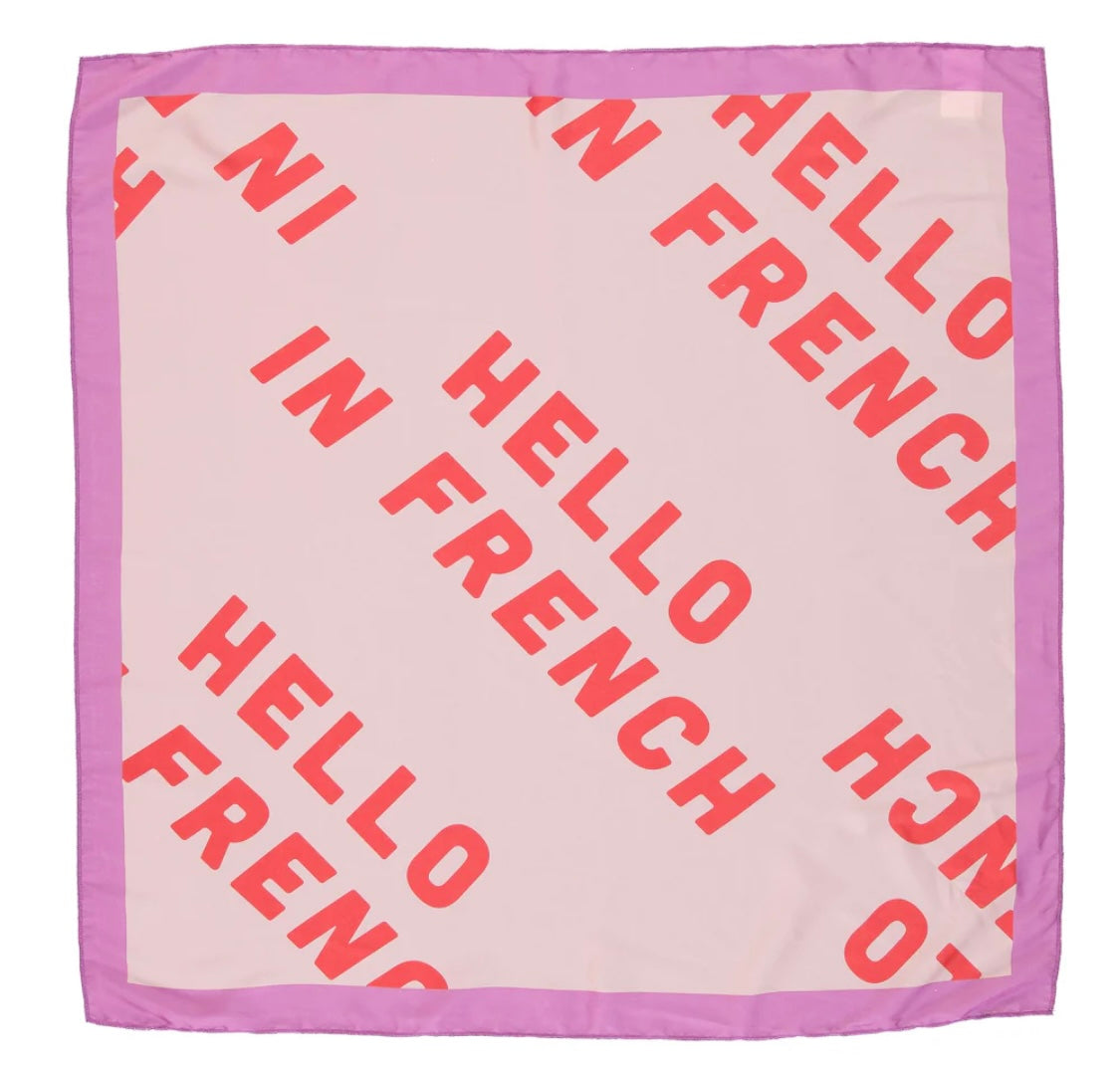 Silky Bandana Scarf Hello Print | شريط الرأس