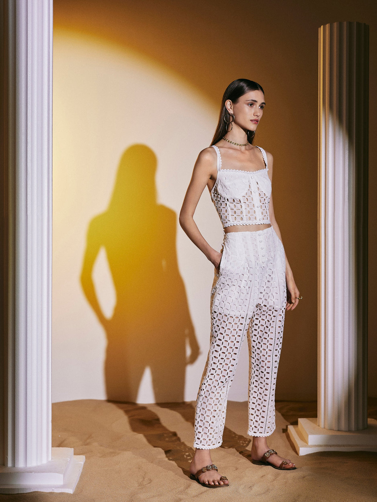 Pants Luxury Lace White - سروال