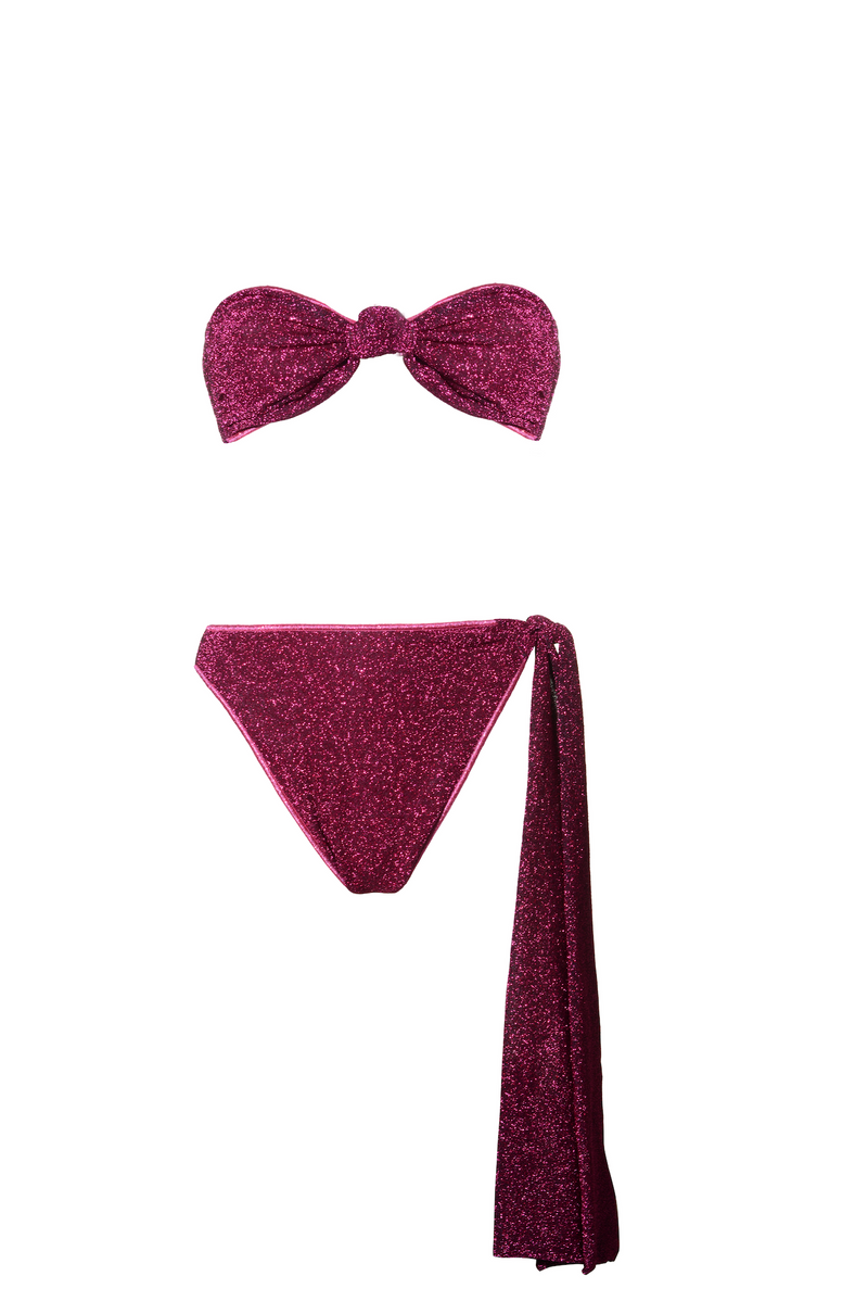 Lumiere Knotted Two Piece Dark Fuschia -  Lumiere Knotted Dark Fuschia طقم سباحة
