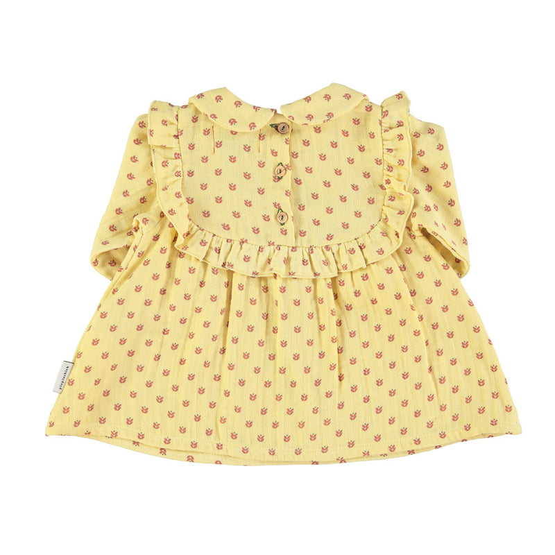 Baby peter pan dress light yellow w/ little flowers - Baby فستان