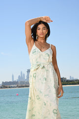 Bianca Chiffon Green Dress | فستان نسائي - Maison Clad