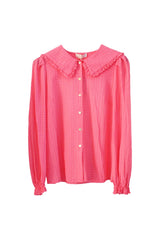 Shirt Col Voile Carreaux Cotton Pink - Col Voile Carreaux Cotton Pink قميص