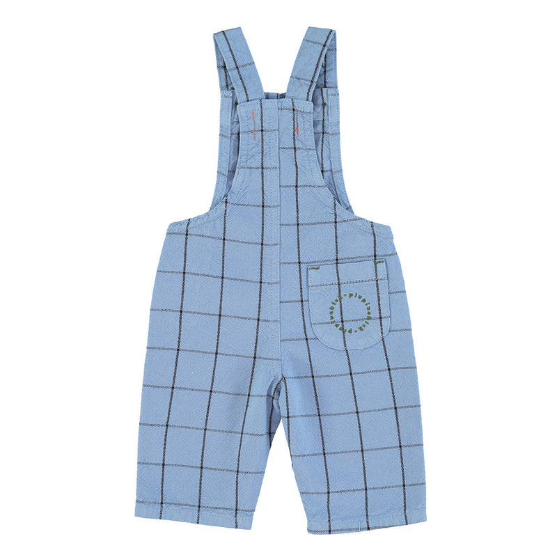 Baby unisex dungarees blue checkered w/'Born to Rock" - dungarees جمبسوت