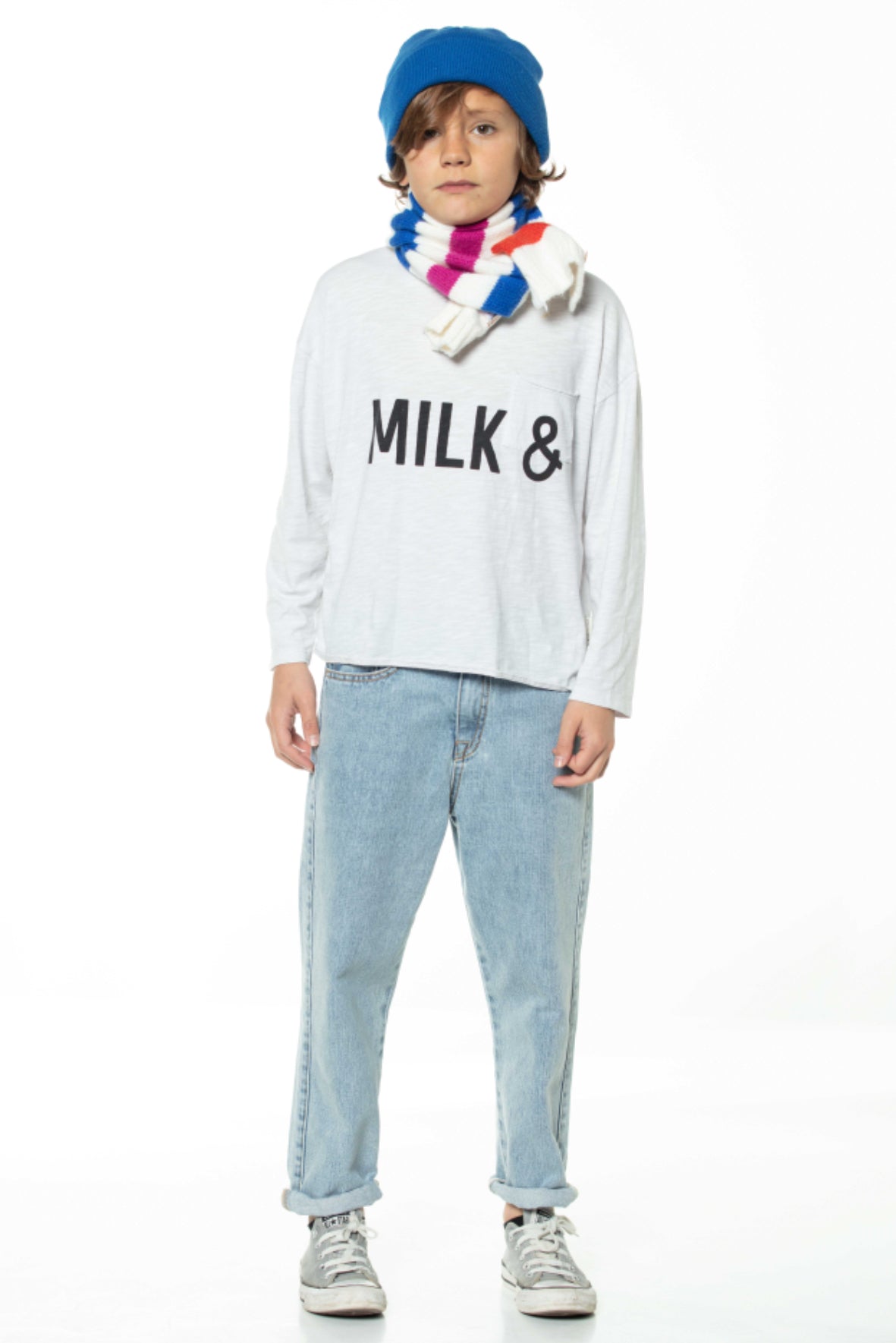 Sweatshirt Unisex Long Sleeve Light Grey - Kids بلوزة
