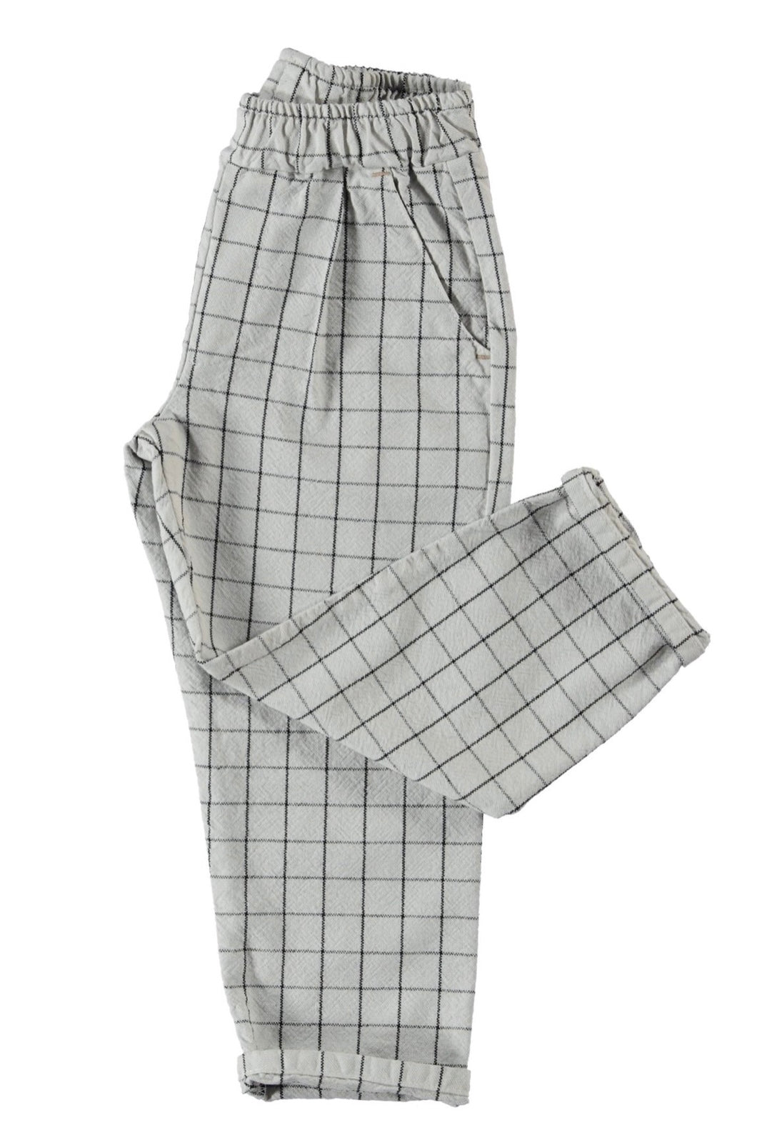 Trouser Unisex Light Grey Checkered - Kids Unisex سروال