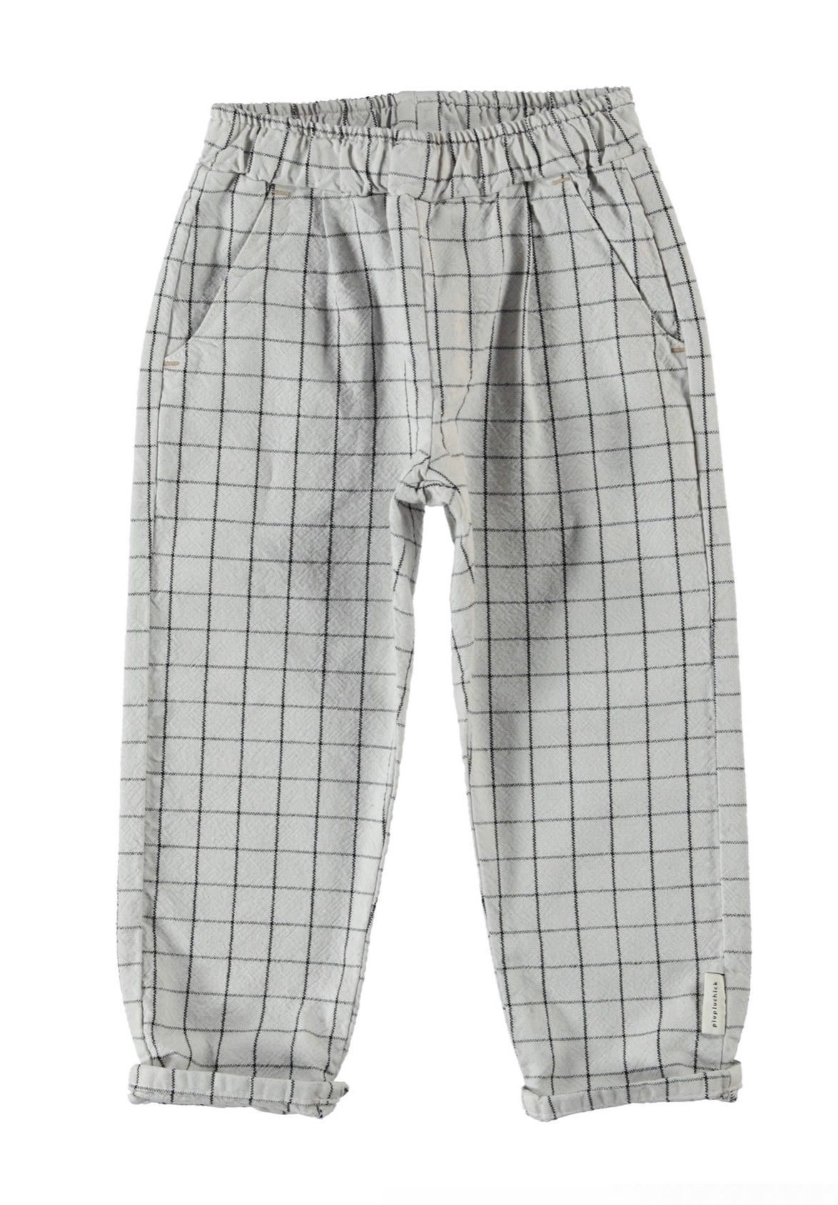 Trouser Unisex Light Grey Checkered - Kids Unisex سروال