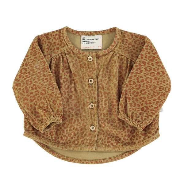 Baby mandarim collar blouse / olive and brick animal print - Baby بلوزة