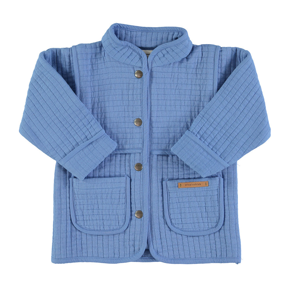 Mandarin Padded jacket blue w/back print - Girls سترة