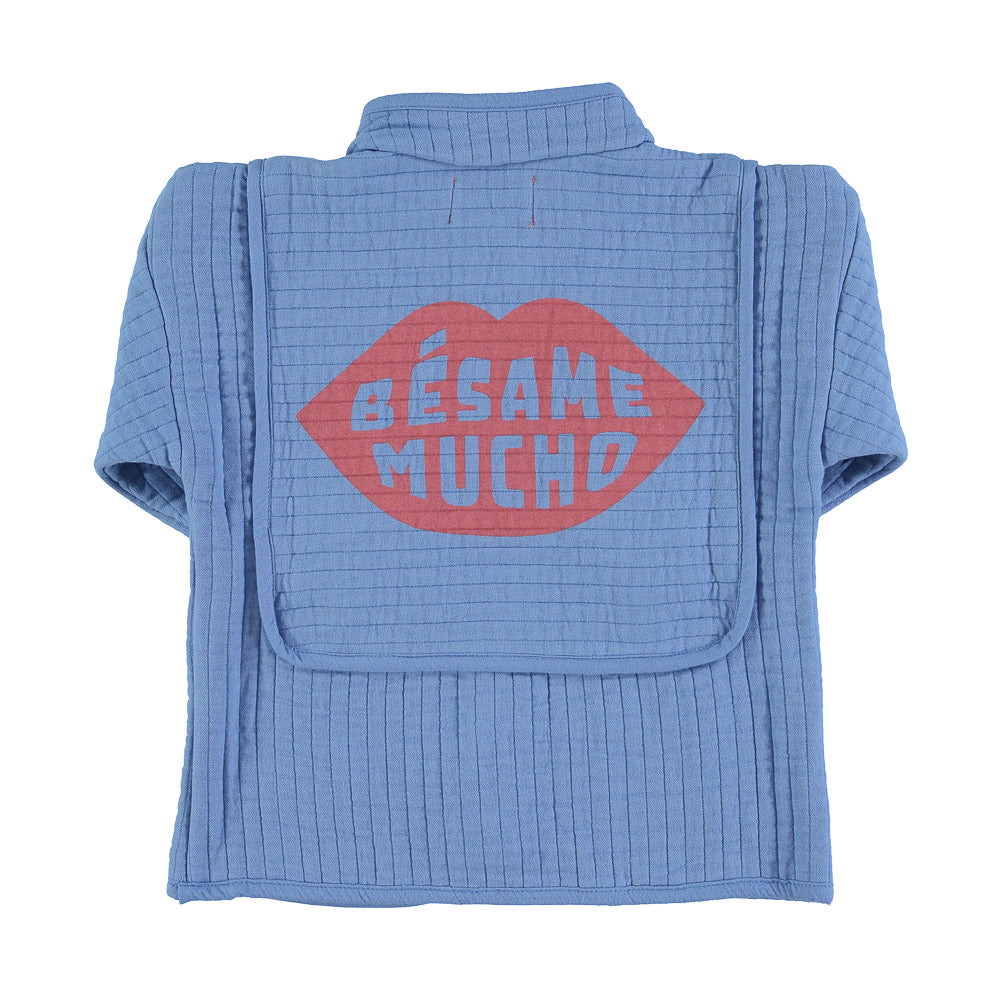 Mandarin Padded jacket blue w/back print - Girls سترة