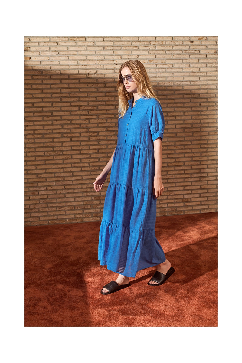 Dress Voile Carreaux Cotton Blue - Voile Carreaux Cotton Blue فستان