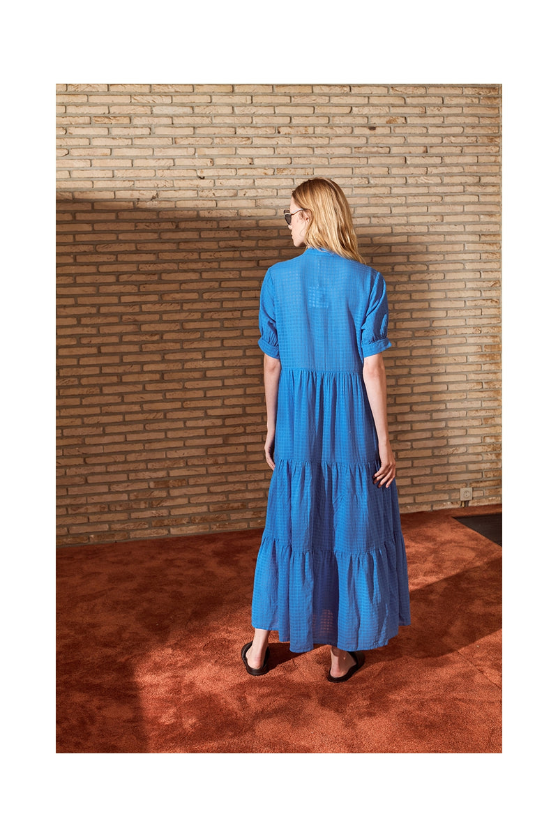 Dress Voile Carreaux Cotton Blue - Voile Carreaux Cotton Blue فستان