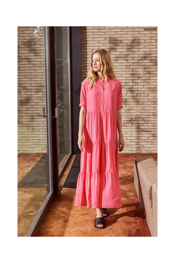 Dress Voile Carreaux Cotton Pink - Voile Carreaux Cotton Pink فستان