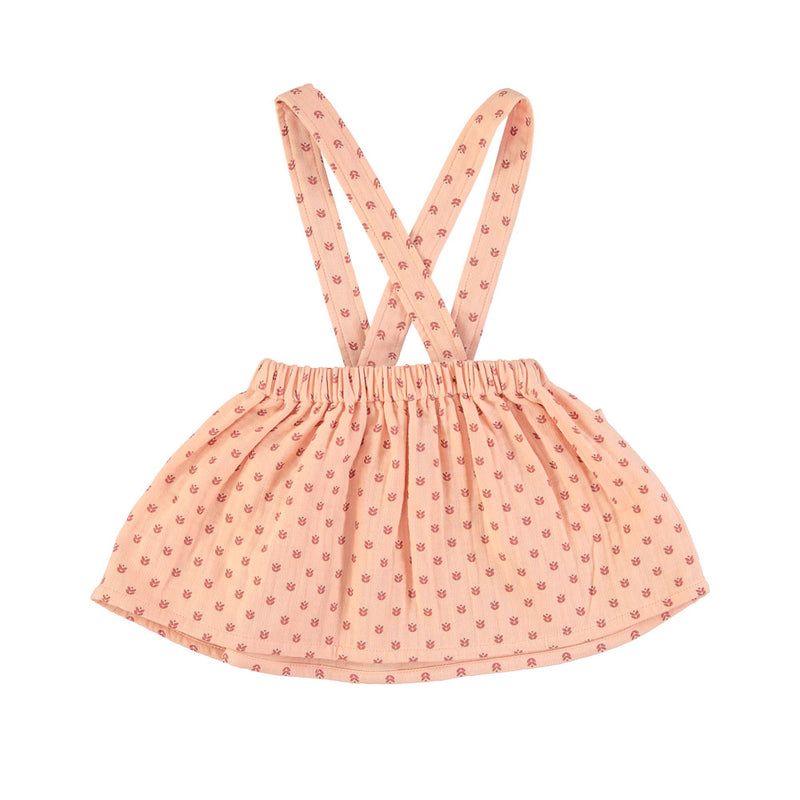 Mini Skirt w/strap light pink w/ little Flowers - Girls تنورة