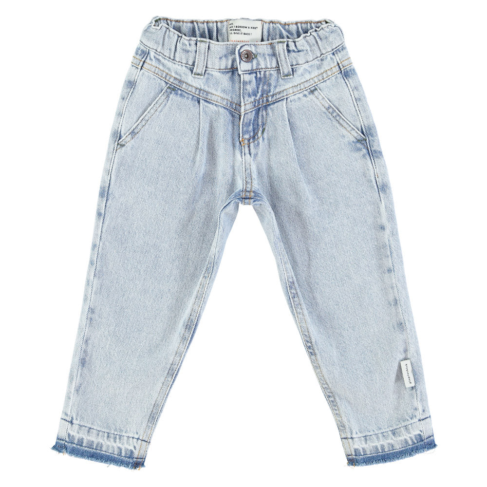 Mom Fit trousers washed light blue - Unisex سروال