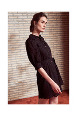 Shirt Dress English Lace Black-  English Lace Black فستان