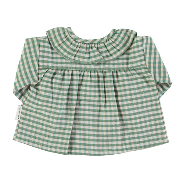 Baby round collar shirt / green checkered - Baby بلوزة