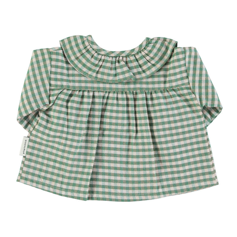 Baby round collar shirt / green checkered - Baby بلوزة