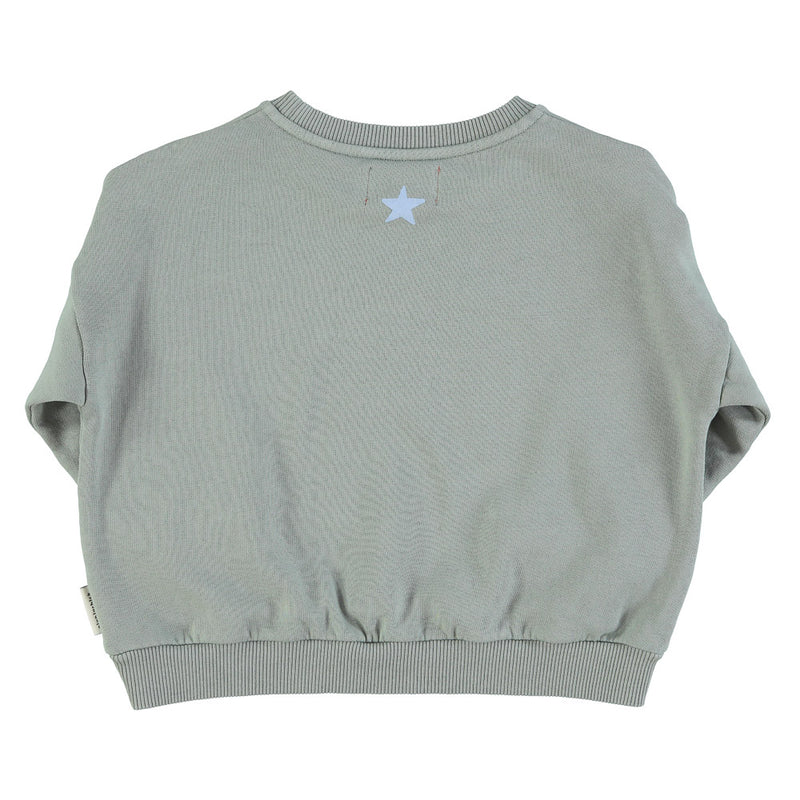 Unisex sweatshirt greenish grey w/ "hello" print - Girls سترة رياضية
